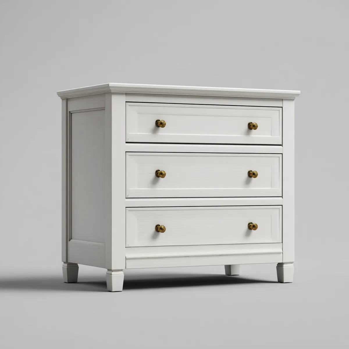 Commode à 3 tiroirs blanche en panneaux MDF rectangulaire 80 x 40 x 85 cm