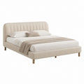 Lit double avec cadre de lit beige en polyester rectangulaire 160 x 200 cm