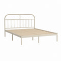 Cadre de lit simple en acier beige avec sommier à lattes 90 x 190 cm