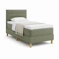 Lit simple capitonné vert olive en polyester avec sommier 90 x 190 cm