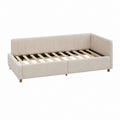 Lit banquette 90 x 190 cm beige en polyester avec sommier à lattes