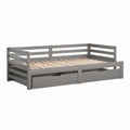 Lit enfant avec tiroirs gris en pin massif 90 x 190 cm