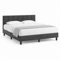 Cadre de lit double gris anthracite en polyester avec tête de lit capitonnée 160 x 200 cm