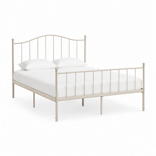 Lit double avec cadre en acier blanc cassé 140 x 190 cm