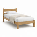 Lit simple en chêne massif naturel 90 x 190 cm avec tête de lit
