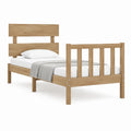 Cadre de lit simple 90 x 190 cm chêne clair en pin massif