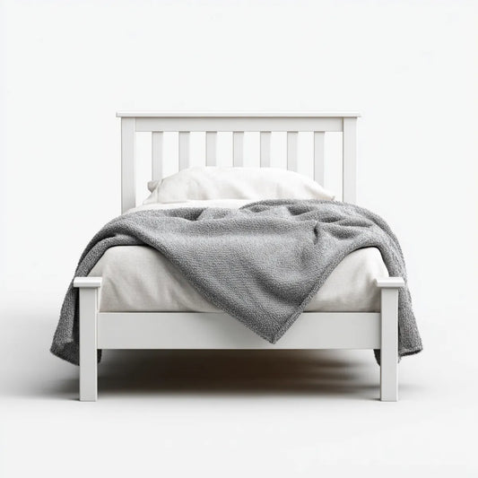 Lit simple en pin massif blanc 90 x 190 cm rectangulaire