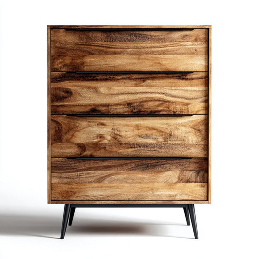 Commode 4 tiroirs marron en bois massif de manguier 80 x 40 x 100 cm rectangulaire