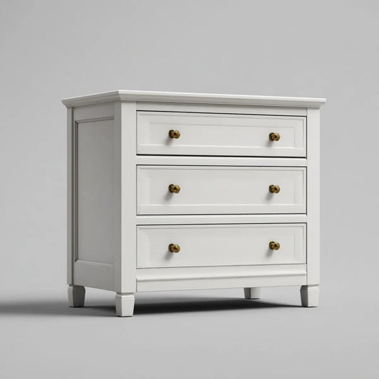 Commode à 3 tiroirs blanche en panneaux MDF rectangulaire 80 x 40 x 85 cm