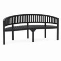 Banc de jardin incurvé noir en bois massif d'acacia 150 x 60 x 90 cm