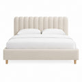 Lit double avec cadre de lit beige en polyester 160 x 200 cm