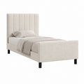 Lit simple capitonné beige en polyester bouclette avec cadre 90 x 190 cm 205 x 100 x 115 cm