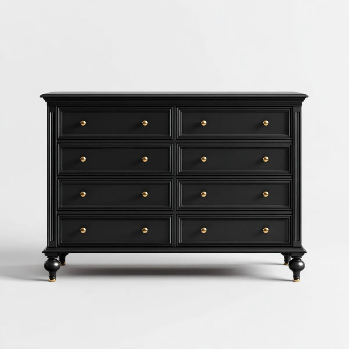 Commode 8 tiroirs noire 160 x 45 x 90 cm en MDF rectangulaire