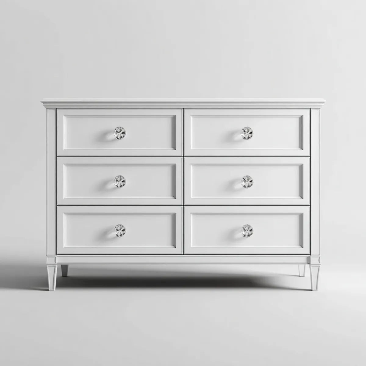 Commode 6 tiroirs blanche 150 x 45 x 90 cm en MDF rectangulaire