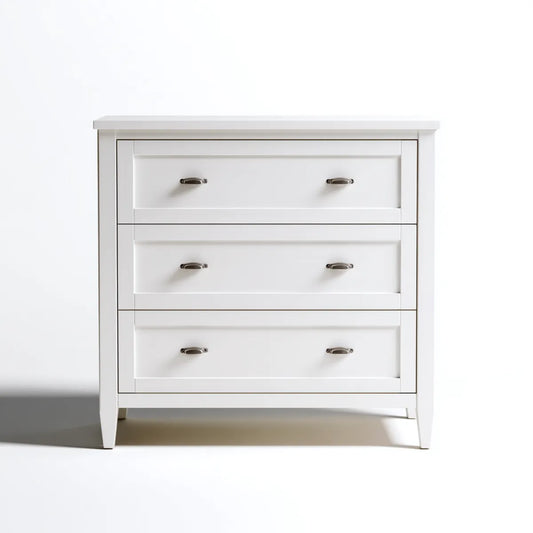 Commode 3 tiroirs blanche rectangulaire en MDF 90 x 45 x 90 cm