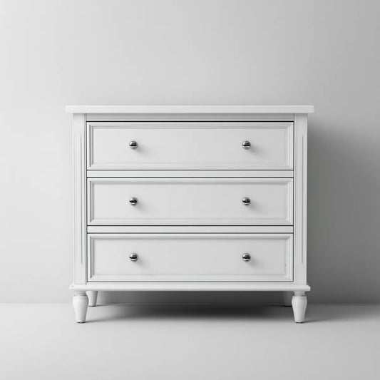 Commode 3 tiroirs blanche 100 x 45 x 90 cm en MDF rectangulaire
